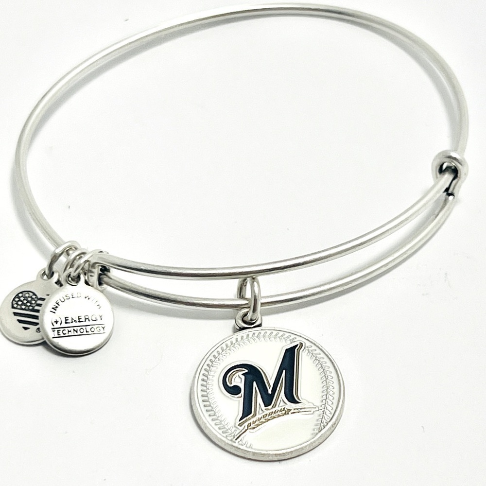 Alex and Ani MLB Milwaukee Brewers Expandable Bracelet. Silver Finish.